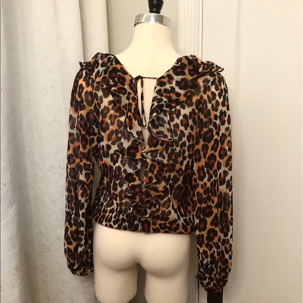 Topshop Leopard Print Ruffle Blouse - Picture 12 of 14